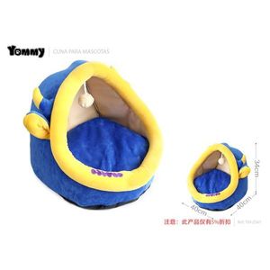 Cama para Gatos Yommy, 45cm, Azul y Amarillo, Cueva Suave para Dormir para Mascotas Pequeñas - Product Image 2