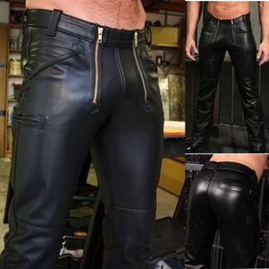 New Fashion <b>Men's</b> <b>Latex</b> PU Leather Stretchy Slim Fit Skinny Streetwear Trousers - Product Image 1