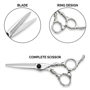 High Quality Barber Hair <b>Scissors</b> Decorative <b>Floral</b> Design Professional Salon Hairdressing Shears Manufacture In Pakistan - Product Image 4