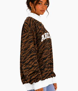 Sudadera de cuello alto gruesa para hombre y mujer, personalizada, extragrande, de forro polar, con ribete blanco - Product Image 2