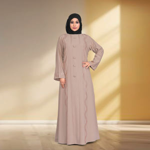 Abaya Nida con Detalles de Cristales Swarovski, Panel Frontal con Botones, Manga Larga, Largo hasta el Suelo, Vestido Islámico para Mujer, Ropa para Eventos - Product Image 2