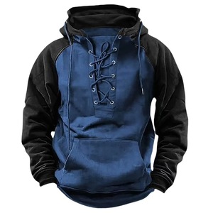 <b>Men's</b> Casual Long Sleeve Oversized Workwear Jacket Autumn Winter Color Block Hoodie Sweatshirt Youth Fashion Polyester Sets - Product Image 2