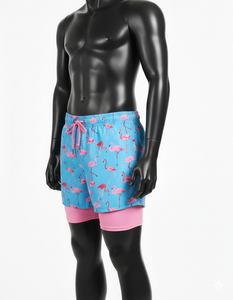 กางเกงชายหาดแบบซับลิเมชั่นสั่งทำพิเศษ 2 in 1 กางเกงว่ายน้ำผู้ชายพร้อมกางเกงเลกกิ้งซับในแบบรัดรูป แฟชั่นทันสมัย แห้งเร็ว - Product Image 2