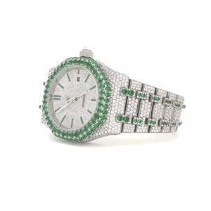 Reloj de Lujo de Acero Inoxidable con Movimiento de Cuarzo y Esfera de Cristal de Moissanita Antigua de Diseñador de Moda - Product Image 6