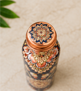 Bohemian Floral <b>Metal</b> <b>Water</b> <b>Bottle</b> With Copper Lid Portable Outdoor Drinkware - Product Image 2