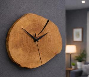 Reloj de Pared de Madera Rústico Único, Hecho a Mano con Tronco Natural, Decoración Asimétrica para el Hogar al Mejor Precio - Product Image 5