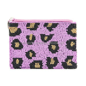 Bolso de mano de lona con estampado de leopardo y cuentas, bordado con cuentas de semillas, con cremallera, de diseñador, para fiesta de noche, monedero de lujo, pieza llamativa - Product Image 6