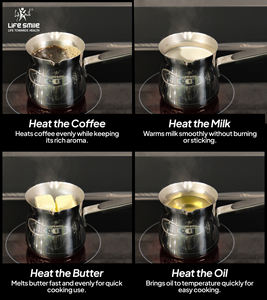 Ensemble chauffe-café en acier inoxydable 18/10 de qualité supérieure avec poignées résistantes à la chaleur recouvertes de silicone - Product Image 6