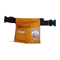 Pochette de ceinture à outils en cuir personnalisable avec ceinture en nylon à 5 poches 2 porte-marteaux-support de ruban métallique de type chaîne et pivotant Support OEM