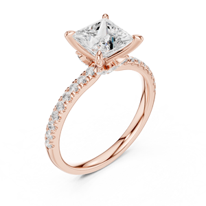 Rose Godl Trillion Cut <b>Diamond</b> Engagement <b>Ring</b> Rose Gold Color Gold Plated Band Side Stone Wedding Jewelry for Women - Product Image 4