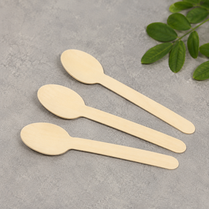 Couverts en bois écologiques, ustensiles de fête biodégradables, ensemble jetable 158 mm, couteau, fourchette, cuillère en bois - Product Image 4