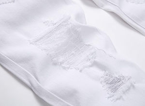 Pantalon de jogging en jean déchiré et délavé blanc uni pour homme, imperméable, séchage rapide, taille haute, idéal pour l'extérieur – Meilleures ventes - Product Image 5