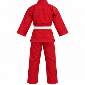 Ensemble Kimono et Pantalon d'Entraînement d'Arts Martiaux Rouge Personnalisé pour Adulte avec Ceinture Blanche Renforcée – Tenue de Sport pour la Pratique - Product Image 2