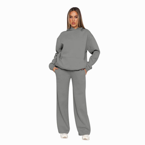 Premium Customized 100% Cotton Fleece Winter Embroidered Streetwear Tracksuits Solid Color Oversized Hoodie <b>Baggy</b> <b>Joggers</b> - Product Image 1