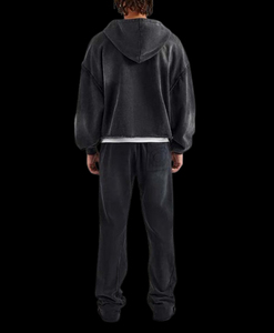 Survêtements d'hiver pour hommes, en molleton technique de haute qualité, avec logo personnalisé, polyester/coton, à capuche, fermeture éclair sur le devant, 2 pièces - Product Image 2