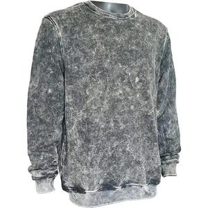 Sudadera de Cuello Redondo para Hombre, Algodón Lavado, Felpa Francesa, Estilo Casual, Corte Regular, Estilo Otoñal, Color Sólido, Manga Larga - Product Image 3