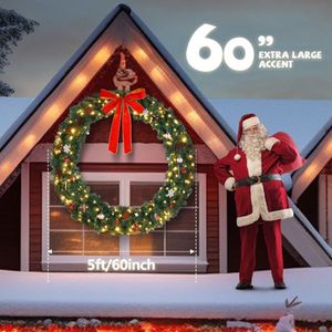 Ghirlanda Natalizia Verde da Giardino 60 Pollici con 220 Luci e 600 Rami in PVC per Decorazioni - Product Image 2
