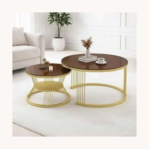 Ensemble de tables basses modernes en métal, nouvelle arrivée, design élégant et personnalisé, ensemble de tables centrales décoratives pour une décoration intérieure de luxe - Product Image 1