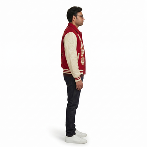 Blouson universitaire en laine et cuir Melton sur mesure pour homme, coupe courte, style streetwear, avec lettrage HBCU, poids lourd, fabriqué jusqu'en 6XL - Product Image 3