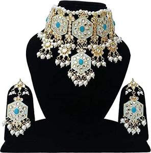 Ensemble de bijoux collier et boucles d'oreilles en alliage de qualité supérieure, détails en cristal, plaqué or 10 carats, tendance, pour femmes, fiançailles, mariage, mariée - Product Image 1