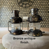 Élégante lanterne nautique en laiton de 14 pouces, motif ancre, style artisanal, lampe à huile suspendue en métal, impression numérique, décoration d'intérieur, cadeau
