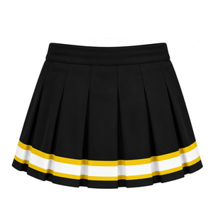 Ensemble uniforme de cheerleading imprimé noir et jaune pour adultes, chemise à manches courtes, jupe plissée, tenue de sport d'équipe pour entraînement et performance - Product Image 6