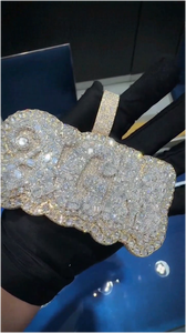 จี้เพชร VVS แบบแฟนซีคัท สลักชื่อ สร้อยคอผู้ชาย เงินแท้ 925 ประดับเพชรแบบ Iced Out จี้ตัวอักษรฮิปฮอป ประดับเพชรโมอิสซาไนต์ - Product Image 2