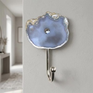 Modern Eco-Friendly Multifunction Flower Shape Wall Mounted <b>Coat</b> Hook with Agate Design and Nickel Finish - Product Image 3