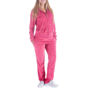 Conjunto Deportivo de Dos Piezas con Capucha de Felpa Rosa, Chaqueta con Cierre Completo y Manga Larga, Pantalones Deportivos Casuales con Bolsillos, para Todas las Temporadas - Product Image 1