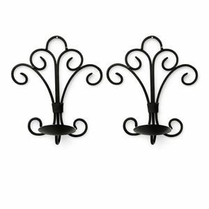 Ensemble de appliques murales élégantes en fer noir, design en spirale élégant, construction robuste, montage facile, lumière chaude, parfait pour la décoration du salon - Product Image 1