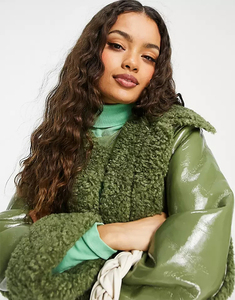 Sherpa collar High Quality Wholesale Shiny Puffer Jacket Breathable Nylon Print Your Custom Logo Down Puffer Jacket <b>Women</b> - Product Image 3