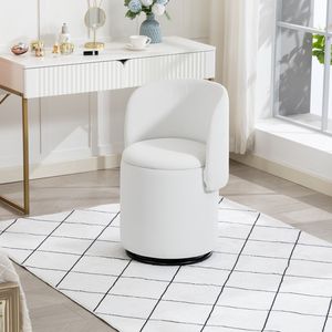 Elegante Taburete Giratorio 360 Grados Tapizado con Almacenamiento Integrado para Dormitorio, Comedor y Tocadores de Maquillaje, con Asiento Acolchado Suave - Product Image 1