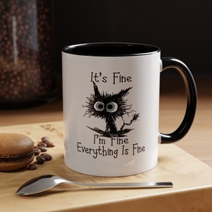 Ceramic Coffee <b>Mug</b> With Cartoon Cat Design Pink Handle White Body Screen Printed Novelty Home Use Dishwasher Safe - Product Image 2