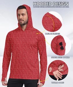 เสื้อฮู้ดตกปลาสำหรับผู้ชาย ผ้าโพลีเอสเตอร์ 100% ป้องกันแสงแดด UPF 50+ น้ำหนักเบา พร้อมหน้ากากในตัว - Product Image 3