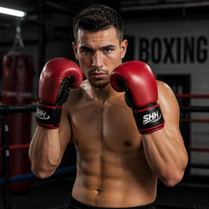 Gants de boxe en PU rouge et noir, légers, imperméables, de qualité supérieure, avec logo personnalisé, pour l'entraînement en salle de sport et pour les grossistes - Product Image 3
