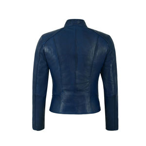 Chaqueta de cuero de moda para mujer, muy demandada, con mangas largas, impermeable, con cremallera frontal, estilo tejido, atuendo popular - Product Image 4