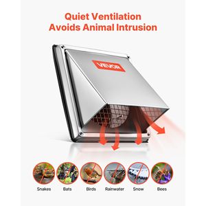 Griglia di Ventilazione Quadrata da 4 Pollici in Acciaio Inox Premium con Protezione Integrata per Estrattore Esterno e Copertura - Product Image 4