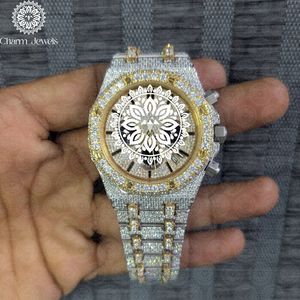 Montre de luxe pour homme Charm Jewels avec diamants, boîtier carré de 40 mm, mouvement mécanique analogique, chronographe, résistance à l'eau 10 bars, date automatique - Product Image 1