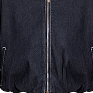 Blouson bomber en jean indigo à ourlet bouffant, coupe courte, surpiqûres contrastantes blanches, fermeture éclair frontale, taille élastique, coupe décontractée, printemps, unisexe - Product Image 5
