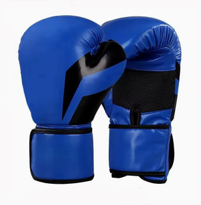 Gants de boxe bleus en PU avec fermeture Velcro, design respirant pour l'entraînement des adultes - Product Image 1