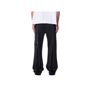 Jean en denim noir pour homme, coupe droite, taille mi-haute, coupe classique, en coton, décontracté, pour l'automne, couleur unie, tissu tissé - Product Image 2