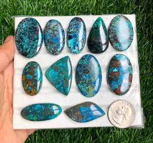 Lote de cabujones de azurita natural Bhuvah, mezcla de gemas pulidas para fabricación de joyas - Product Image 1