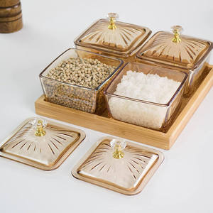 Wooden Walnut <b>Snack</b> Tray Dry Fruit Serving Tray Glass Bowls Partition Candy Dessert Dish Kitchen Tableware Wholesale OEM - Product Image 2
