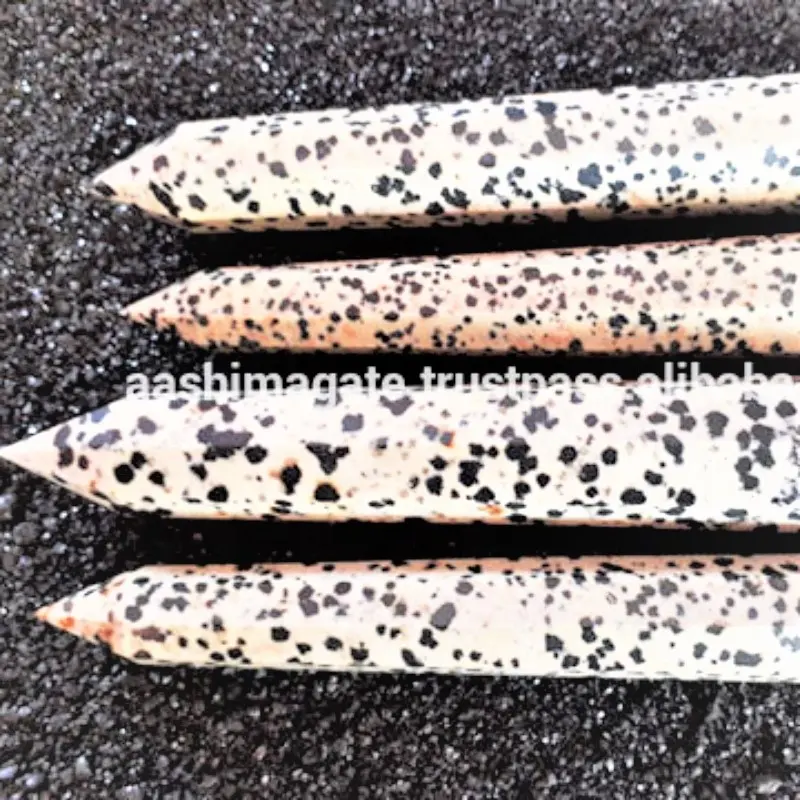 Dalmatian Jasper Tongkat Pijat Grosir Kerajinan Kristal Batu Alam Giok Reiki Batu Mineral Feng Sui Batu Permata Tongkat Pijat