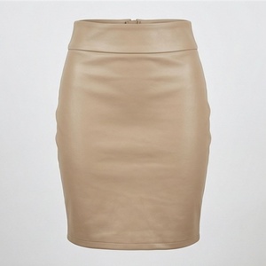 Women High Waist PU Leather <b>Mini</b> Pencil Skirt Solid Color Sexy Tight Fit All Seasons Woven Fabric - Product Image 1