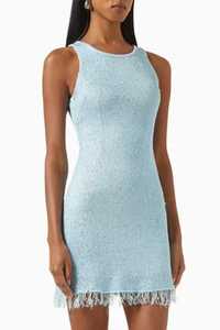 Vestido Mini sin Mangas con Encaje Azul Claro para Mujer, con Tela de Malla 100% Poliéster Impermeable - Product Image 2