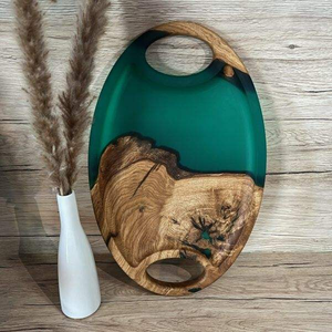 Unique Design Wood & Resin Serving <b>Tray</b> Platter Round Breakfast Tea Coffee Kitchenware Dining & Living Room Decorative <b>Tray</b> - Product Image 2