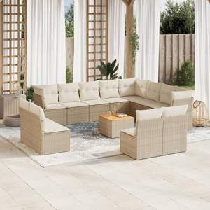 Conjunto de Sofás de Jardín de Ratán Beige, Más de 10 Plazas, Muebles de Exterior Resistentes a la Intemperie, Diseño Contemporáneo - Product Image 3