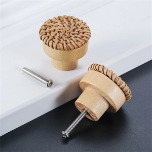 Manijas de ratán al por mayor para puertas de entrada, tiradores decorativos tejidos para armarios y cómodas - Product Image 5