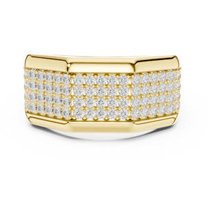 Men's 18K <b>Yellow</b> Gold Lab Grown Diamond Imperial Spark Wide Diamond Ring Urban Crown Diamond Band Prestige Icefield Classic - Product Image 1